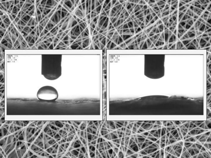 不織布を親水化プラズマ　比較画像